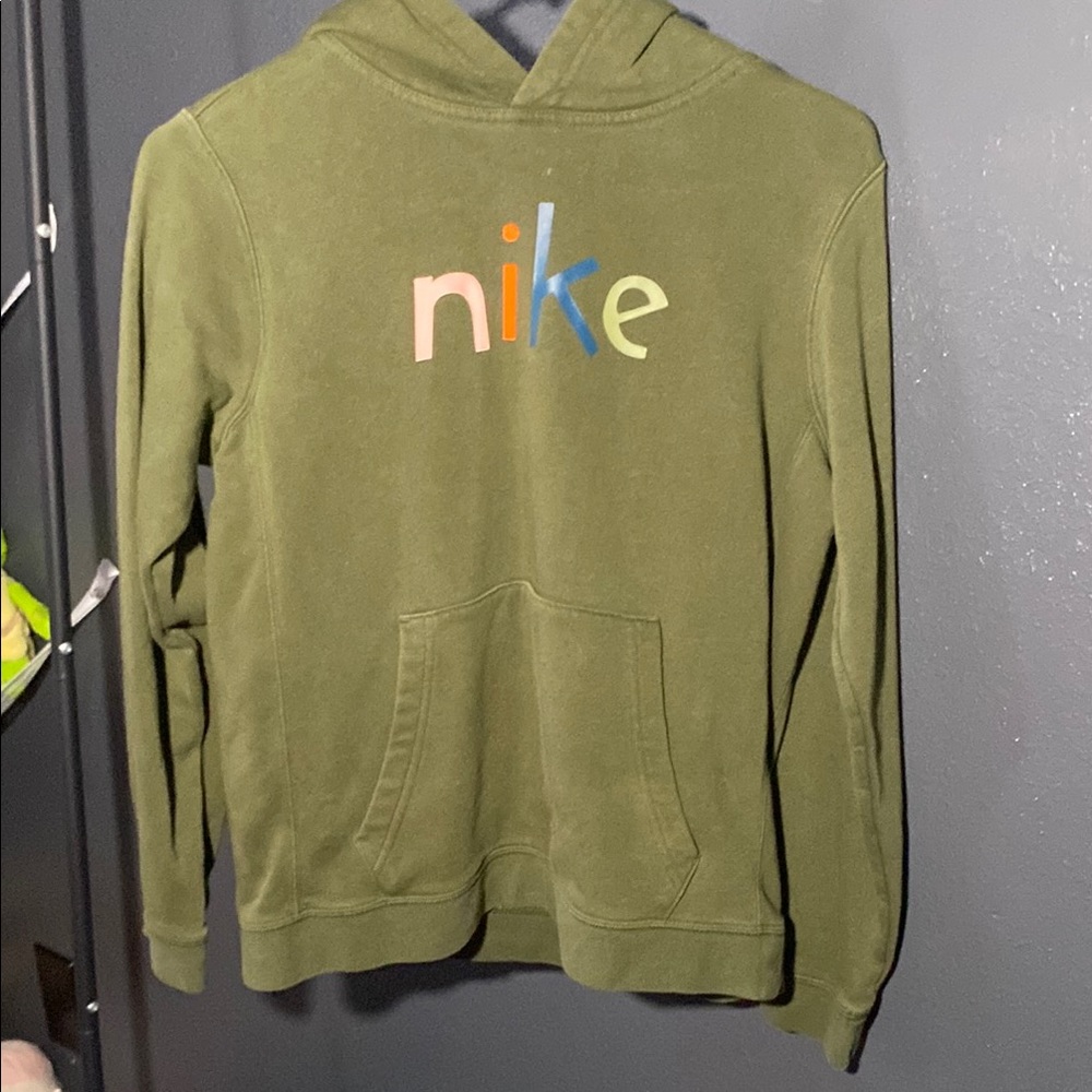 Nike Green Hoodie with Multicolor Logo